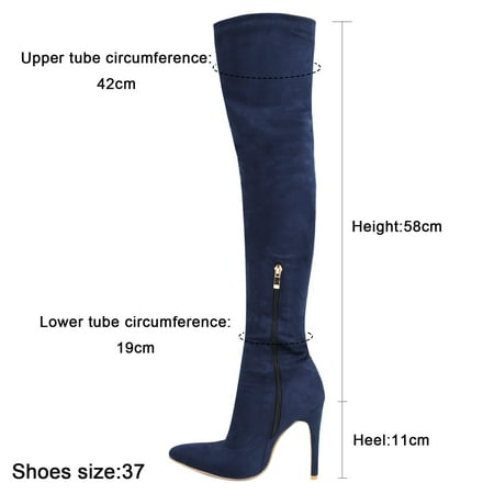

Akiihool Womens Over The Knee Boots Women Suede Heel Long Stretch Soft Sole Fall Boots (Blue 6.5)