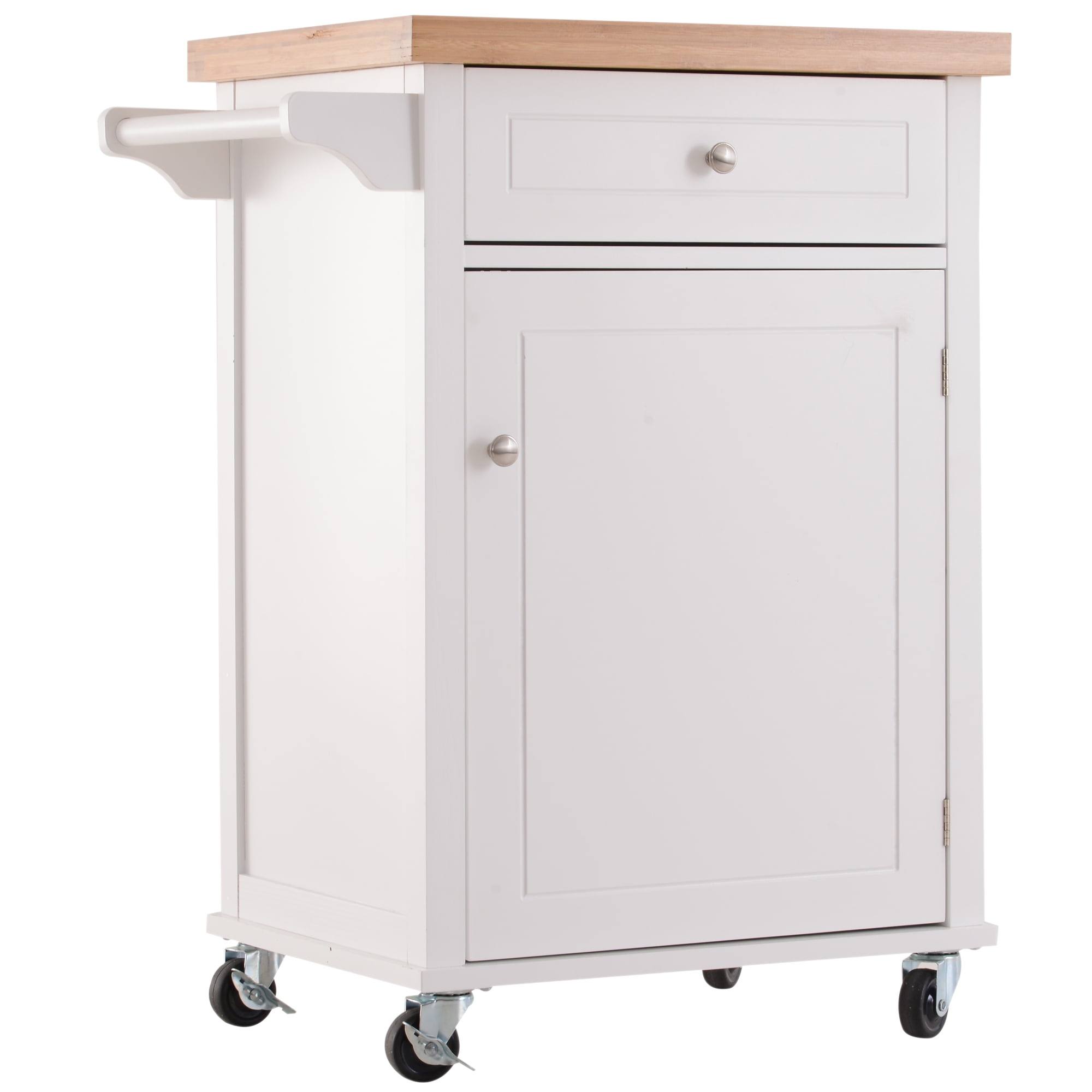 Homcom 27 5 Pine Wood Bamboo Portable Rolling Kitchen