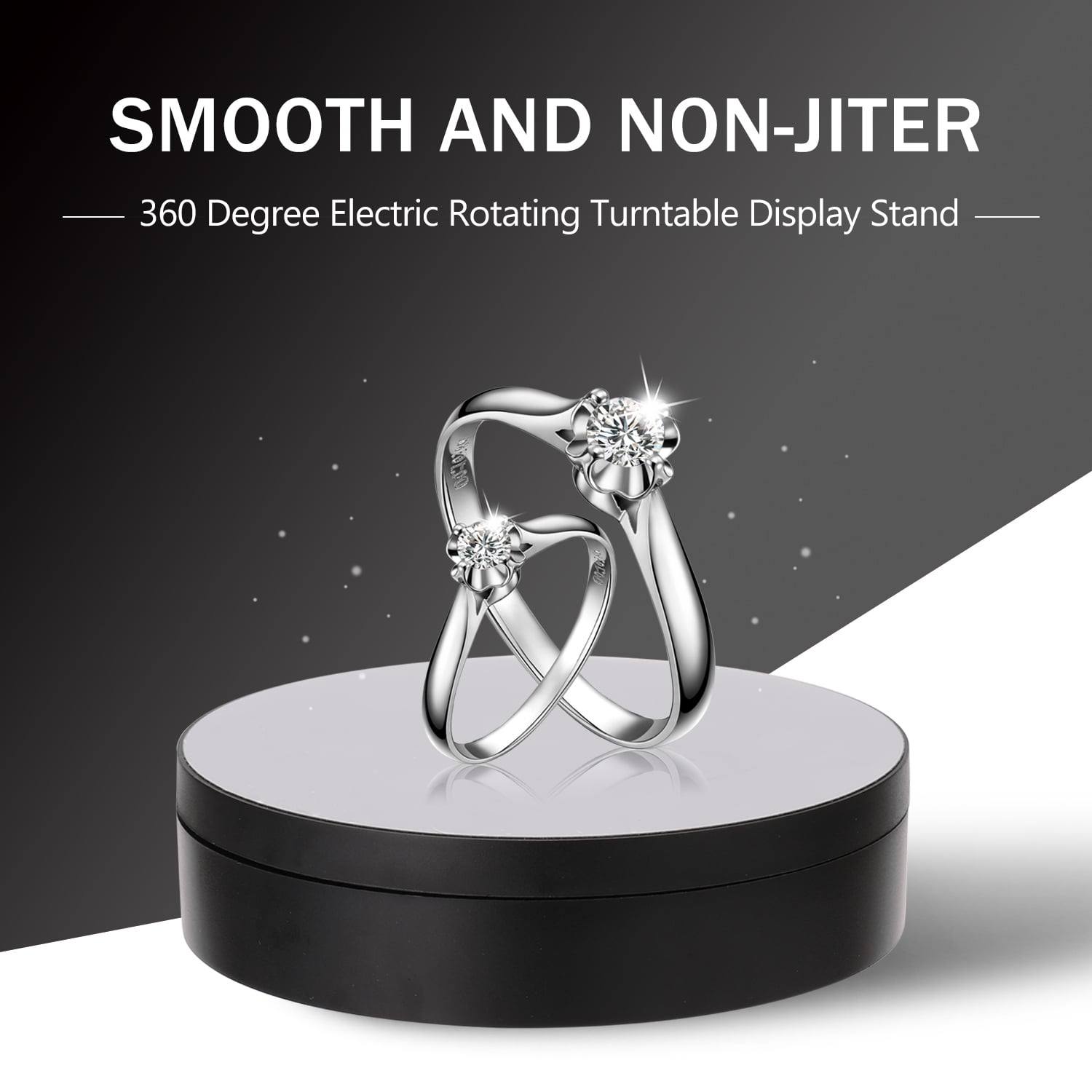 Black 10/" Shop Display Stand 360 Degree Jewelry Rotating Turntable W LED Light
