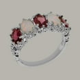 thumbnail image 2 of LBG British Made 9k White Gold Natural Pink Tourmaline & Opal Womens Eternity Ring - 33 size options - Size 12, 2 of 8