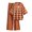Orange, variant on Brilliant Two Piece Outfits Women Plus Size Fall Women's Casual Long Sleeve Round Neck Sweater Sets Knitted Stripe Tops Long Pants Suits Orange Free Size