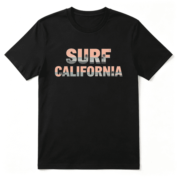 Surf California Beach Phrase Retro Graphic Tee for Men and Women, Beach Holiday Gift Cotton Short Sleeves T-Shirt