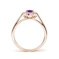 thumbnail image 2 of ANGARA Natural Princess Diana Inspired Amethyst Ring with Diamond Halo in 14K Rose Gold for Women (Size-6x4mm) | February Birthstone, Anniversary, Jewelry Gift for Women | Natural Amethyst Ring, 2 of 10