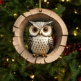 thumbnail image 6 of chaungfeng 3.54in Animal Christmas Ornament, Christmas Tree Hanging Pendant, 2D Acrylic Forest Animal Owl Cat Dog Tree Hollow Ornaments, for Xmas Party Gifts Decoration Home Decor, 6 of 7