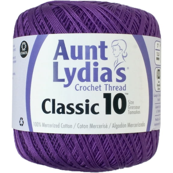 Aunt Lydia Classic Purple Crochet - 3 Pack of 350y/320m - Cotton - Gauge 10 - Crochet