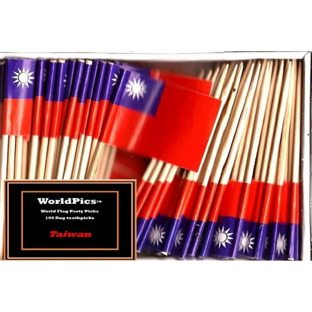 2 Blade Small Texas Toothpick - One Box Taiwan Toothpick Flags, 100 Small Taiwanese Cupcake Flag Toothpicks or Cocktail Picks