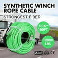 thumbnail image 1 of VEVOR Green Synthetic Winch Line 5/16 Inch X100FT Synthetic Winch Rope 12000 LBS Tow Rope for Car with Sheath (100ft), 1 of 9