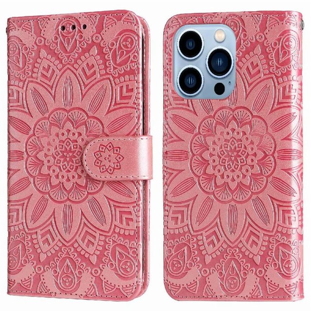 Funda tipo cartera GANGXUN para iPhone 13 Pro Max , diseño girasol, cuero PU, soporte, cierre magnético, tarjetero