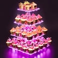 thumbnail image 1 of Soporte para magdalenas YestBuy Premium con forma de torre acrílica de 4 niveles, luz rosa, 1 of 5