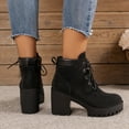 thumbnail image 5 of Women's Ankle Boots Fashion Heel Lace Up Platform Booties Comfortable Casual Leather Shoes for Everyday Use, 5 of 7