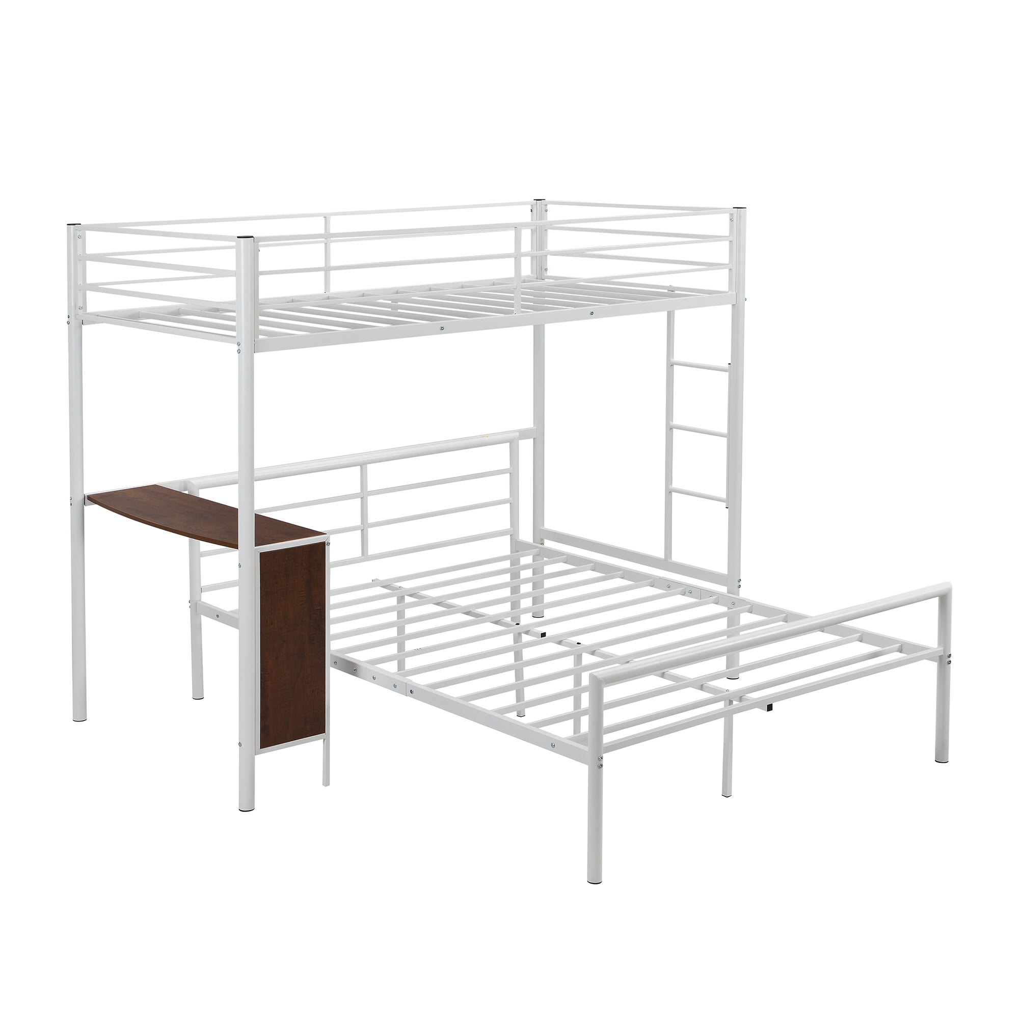 Metal Cover Bunk Bed White, Metal Bunk Beds Twin Over Full With Desk