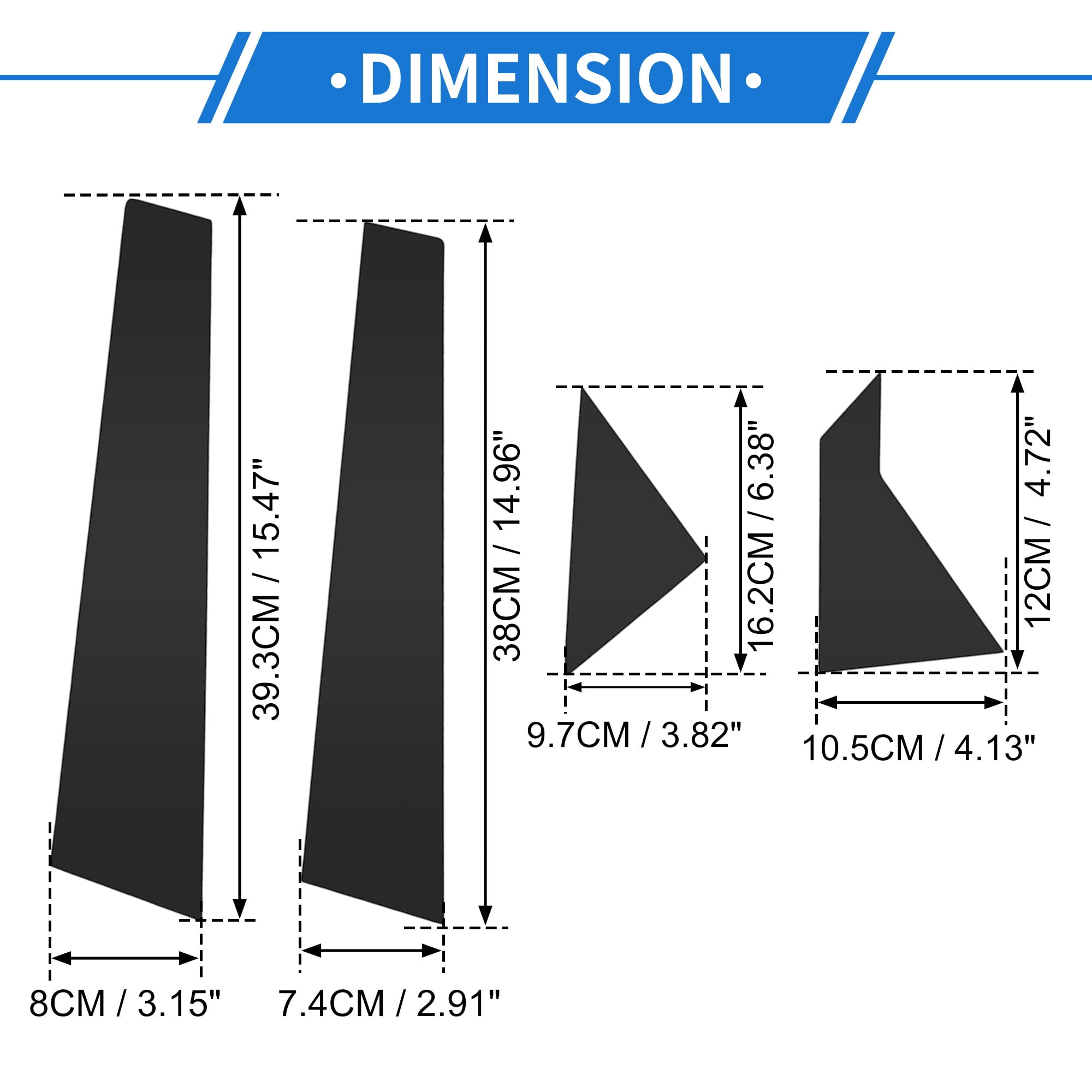 Unique Bargains 8 Pcs Door Pillar Window Trim for Hyundai Elantra 2011-2016 Covers Black