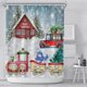 thumbnail image 2 of Cortina de ducha navideña para baño con cuadros rojos y negros, decoración para bañera, festival de nieve, pino, diamante, 180 x 180 cm, estilo 1, 2 of 5