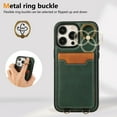 thumbnail image 6 of Wallet Back Case for iPhone 13 Pro with Wrist Strap, Stylish Magnetic Card Holder Finger Ring Kickstand PU Leather Lanyard Shockproof Slim Phone Case Cover for iPhone 13 Pro, Green, 6 of 9