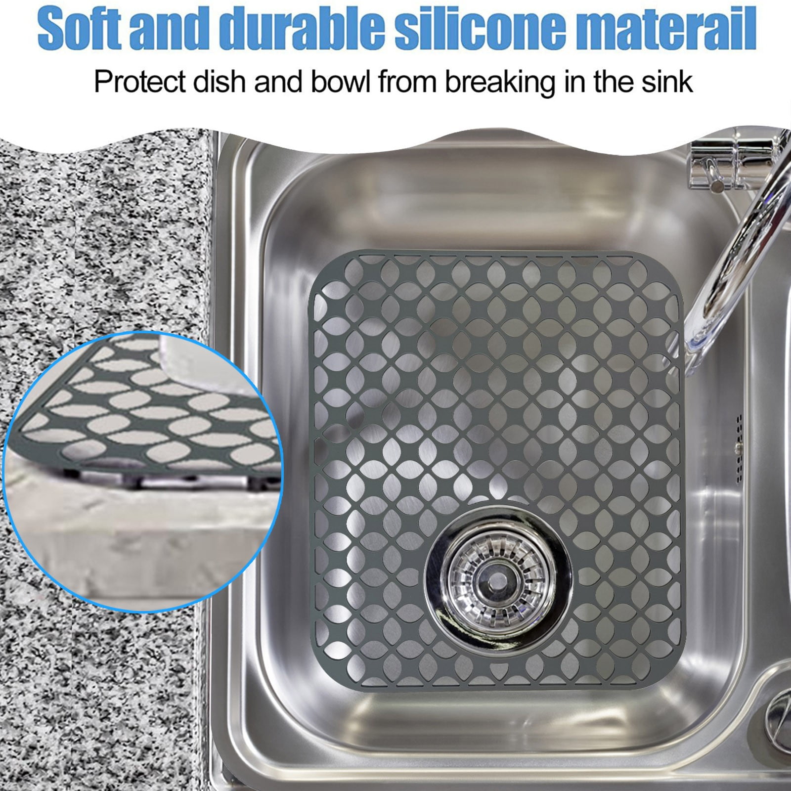 Silicone Sink Protector Rear Drain Kitchen Sink Mats Grid Accessory