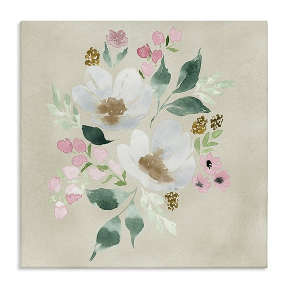 Stupell Industries Neutral Floral Beauty Botanical & Floral Painting Gallery Wrapped Canvas Art Print Wall Art, 17 x 17