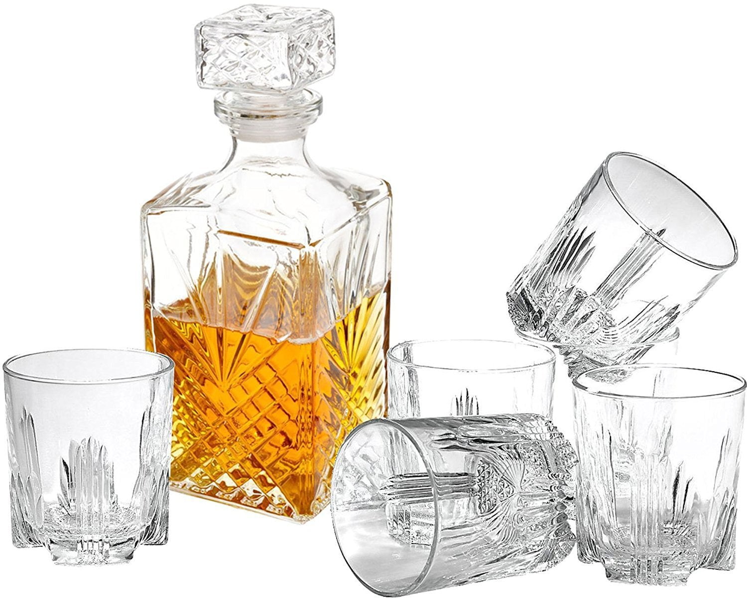 WHISKEY GLASS SET Kitchen Drinkware Wine Bourbon Scotch Bar Shot Glasses 7-Pc 