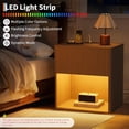 thumbnail image 2 of Rugerasy 2PC Side Tables,Fluted Nightstands with Charging Station & LED Light,Modern Mid Century End Table with Drawer,Farmhouse Bed Side Tables for Sofa Couch,Oak, 2 of 8