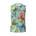 thumbnail image 6 of Lsque Retro Seamless Flying Butterflies Print Men's Cotton Blend Sleeveless Muscle Shirts (S-3XL)- Moisture Wicking, Odor Protection, UPF 30+,3X-Large, 6 of 8