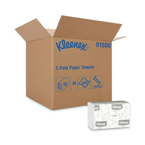 C-Fold Paper Towels, 1-Ply, 10.13 x 13.15, White, 150/Pack, 16 Packs/Carton | Bundle of 2