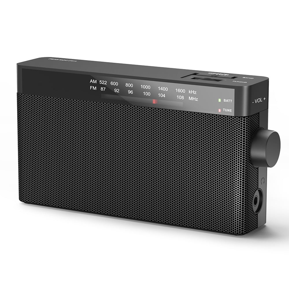 MUSICOZY Portable Geriatric Senior Radio,AM/FM Rechargeable Small Player,Mini Radio with Big Speaker and 3.5mm Earphone Jack for AA Batteries or AC Power,ideal for Senior, Home, Camping Radio(Black)