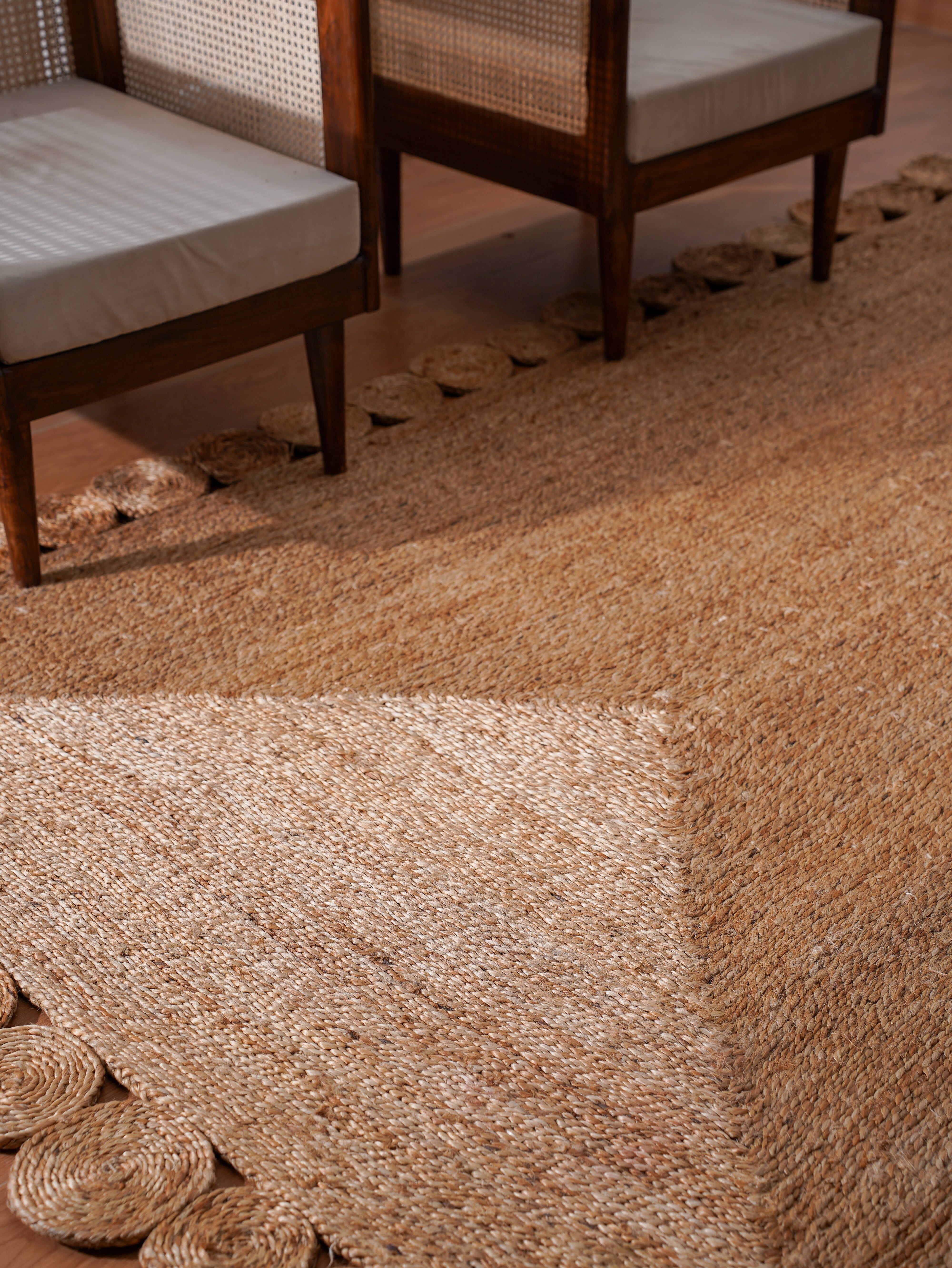 Rugsotic Carpets Hand Woven Jute 5'x8' Area Rug Oriental Beige J00001