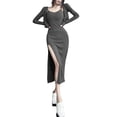 thumbnail image 2 of Txlixc Vestido de mujer de moda medio largo con tirantes sin mangas de color sólido y tirantes de hombro delgado Txlixc moda, 2 of 9