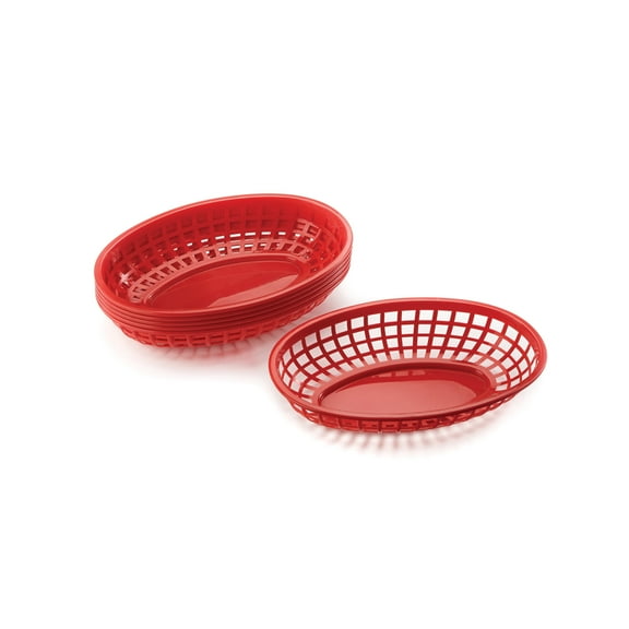 Outset Pub Food Baskets, Set of 6, Red, 9.5" x 6.25" x 2"