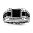 thumbnail image 1 of Sterling Silver Diamond & Onyx Men's Ring Size 11, 1 of 3