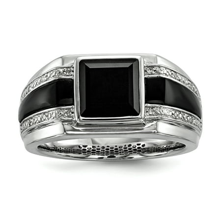 Sterling Silver Diamond & Onyx Men's Ring Size 10 | Walmart Canada
