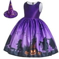 thumbnail image 1 of LOVZFMLL Robe pour Enfants Sans Manches Col Rond Imprimé Citrouille Halloween Robe de Jeu de Rôle Robe Décontractée Sans Manches Col Rond, 1 of 6