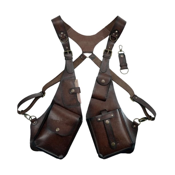 Bolso de hombro para axila, bolso medieval de doble hombro para axila, bolso tipo funda para teléfono Marrón oscuro