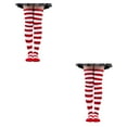 thumbnail image 4 of Shengyu Chaussettes Hautes Rayées Confortables pour Costume Fête Douces et Confortables Blanc Rouge 50cm 2Ensemble, 4 of 6