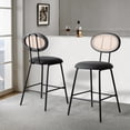 thumbnail image 4 of Kithkasa 26" Counter Stools Set of 2,Velvet Rattan Barstool with Metal Legs for Kitchen Island Cafe, Wine Bar, Black, 4 of 10