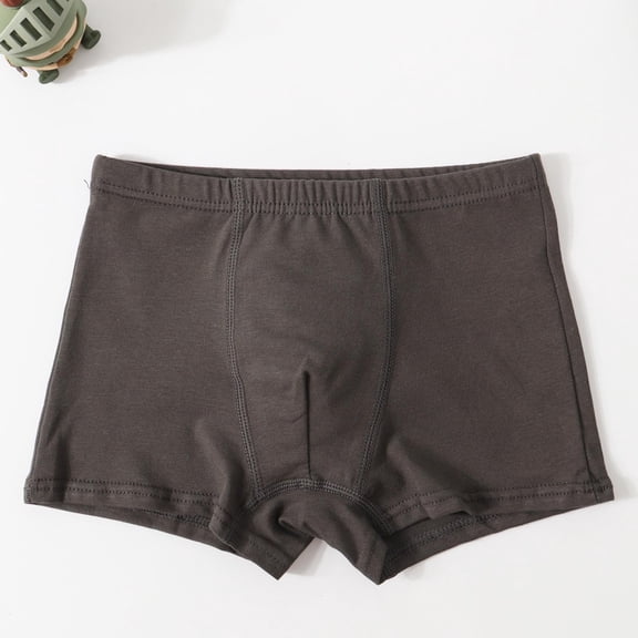 LJEFF Boys Cotton Boxer Briefs, Solid Color Elasticity Comfort Breathability Kids Underwear Boys Dark Gray Size 5-6