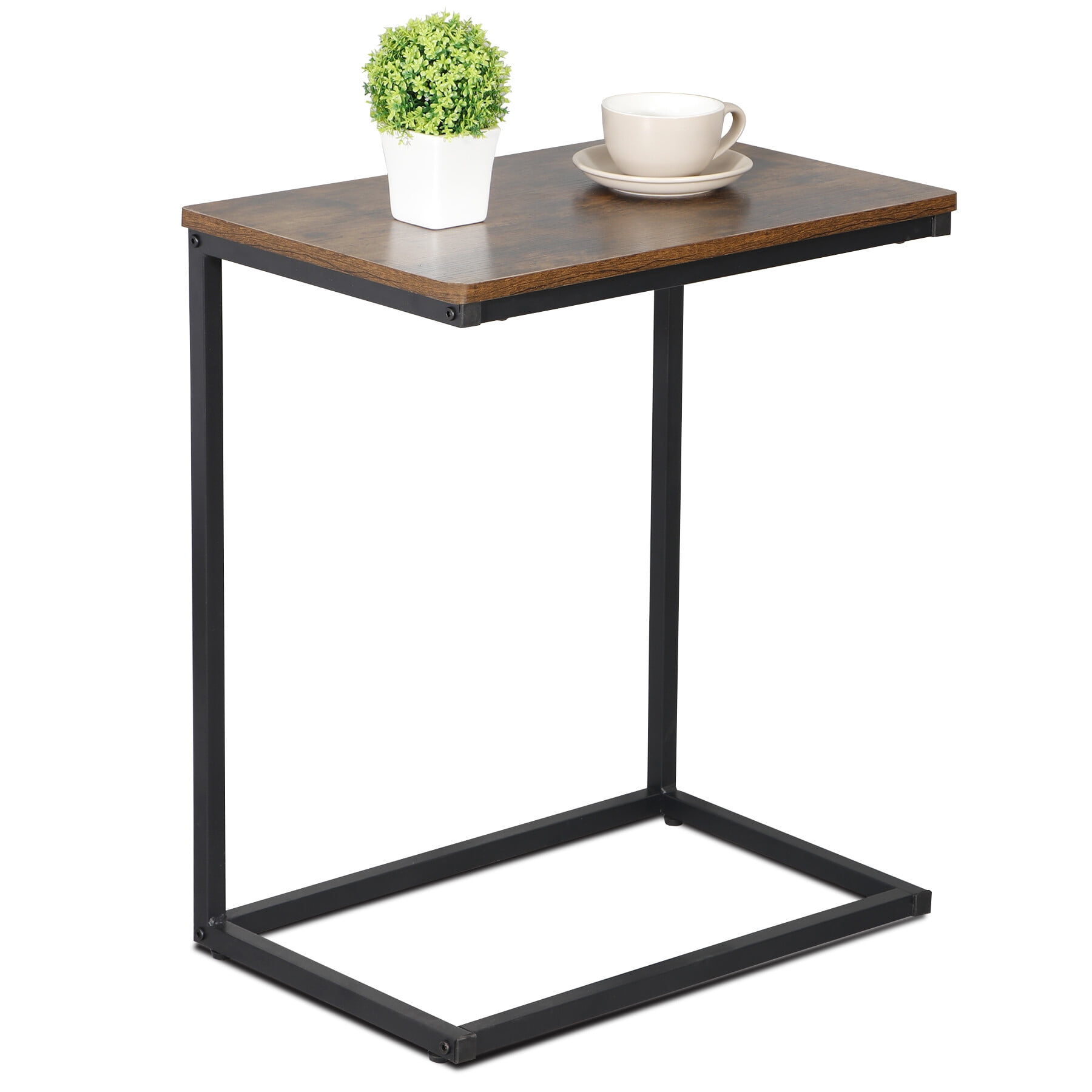 C Shaped End Table Bedside Laptop Side Table for Sofa and Bed 27 inches High Grey Walmart