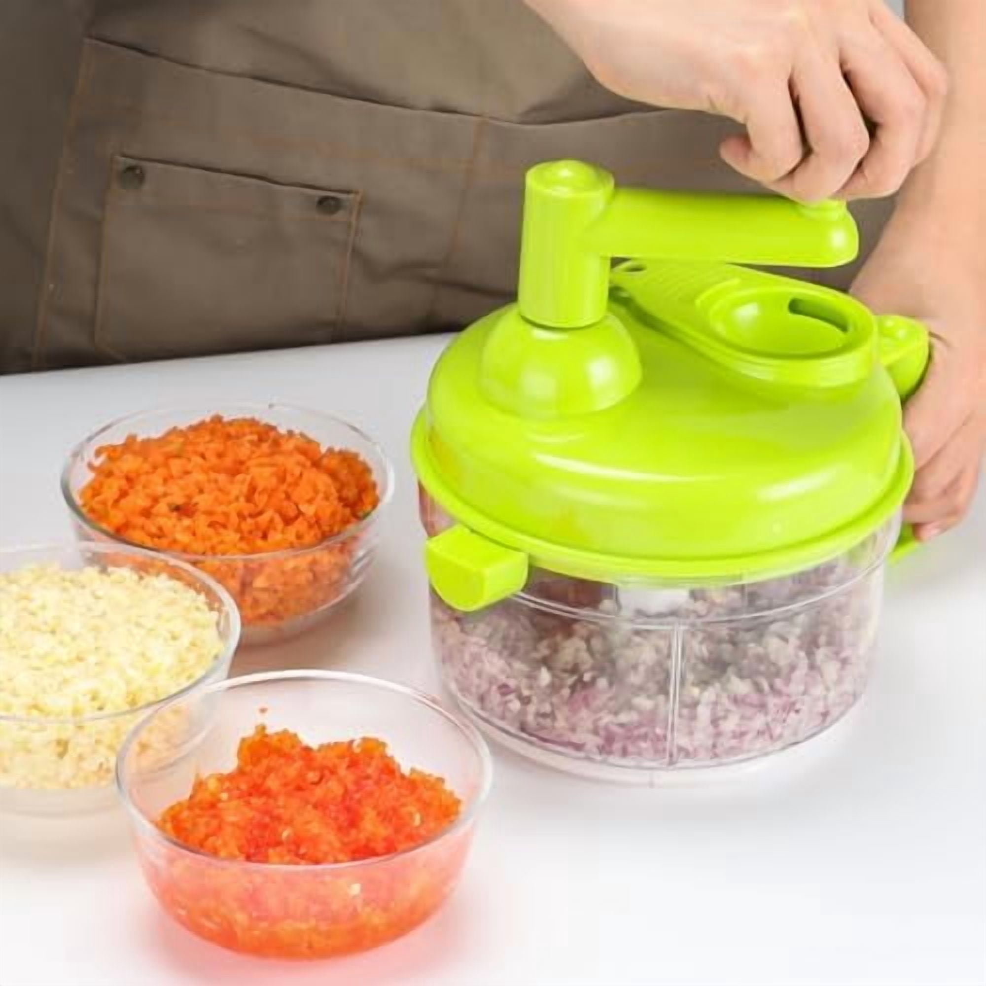 Manual Vegetable Cutter Food Processor 8 in 1 - Chopper, Mixer, Blender, Whipper, Egg Separator, Mincer, Grinder, Dicer with Clear Container 1200ml BPA Free
