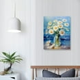 thumbnail image 4 of JRXY  Flower Canvas Wall Art White Floral Picture Blue Flowers in Vase Artwork Print Seashell starfish Wall Art for Living Room Bedroom Wall Painting Decoration Modern Picture 1, 4 of 5