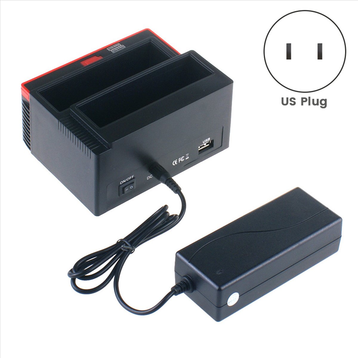 2.5/3.5in USB 3.0/Type C to 2 Ports 1 IDE Port Hub Hard Drive Disk Docking Station MS/M2//TF Card Reader US Plug