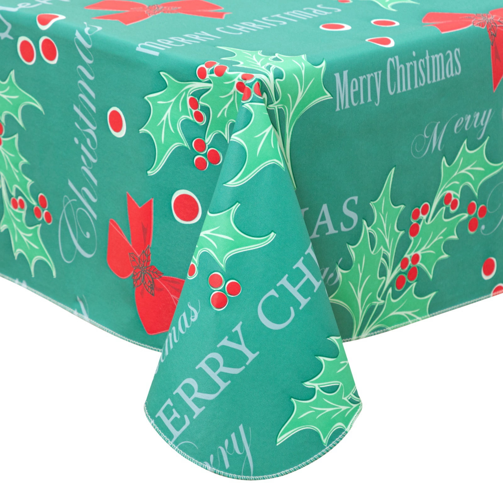 RAY STAR Christmas Tablecloth 60x120 inch Rectangle Xmas Tablecloth Waterproof Vinyl Tablecloth with Flannel Backing