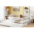 thumbnail image 5 of Full Size Floor Bed with Slats and Fence and Door, Wood Floor Bed, White, 5 of 9
