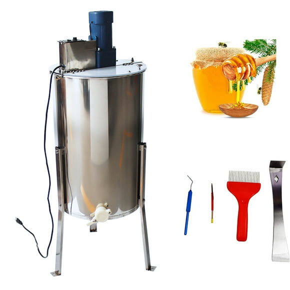 INTBUYING Extracteur de Miel Électrique à 3 Cadres avec Supports en Acier Inoxydable et Kit d'Outils d'Apiculture 110V