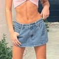 thumbnail image 6 of EMMIOL Women's Denim Mini Skirt Low Waist Jean Skirts for Women,Vintage Y2K Style Summer Denim Skirts, 6 of 7