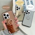 thumbnail image 4 of Bling Glitter Diamond Case for iPhone 15 Pro Max, Women Girls Makeup Mirror Phone with Ring Holder Stand, Sparkle 3D Handmade Rhinestone Flexible TPU Bumper Cover for iPhone 15 
 Pro Max, Silver, 4 of 10