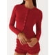 thumbnail image 5 of Blusas de Larga para Mujer, Cárdigan Ligero de Otoño, Camisetas para Salir, Blusas Acanaladas con Botones, Lindas y A Rojo M, 5 of 9
