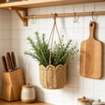 thumbnail image 7 of Woven Hanging Plant Basket, 7.9x15.7" Rattan Planter with Rope, Scalloped Edge Pot Holder for Indoor Outdoor Wall Mounted Plant Display and Home Decor, 7 of 7