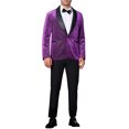 thumbnail image 2 of INSPIRE CHIC Men's Suit Jacket Shawl Lapel One Button Metallic Shining Fabric​ Blazers XL Purple, 2 of 5