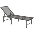 thumbnail image 1 of Outsunny Wicker Outdoor Lounge Chair, Reclining Tanning Chair, Light Grey, 1 of 10