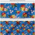 thumbnail image 2 of Soimoi Blue Cotton Poplin Fabric Leaves,Insect & Poppy Watercolor Decor Fabric Printed BTY 56 Inch Wide, 2 of 7