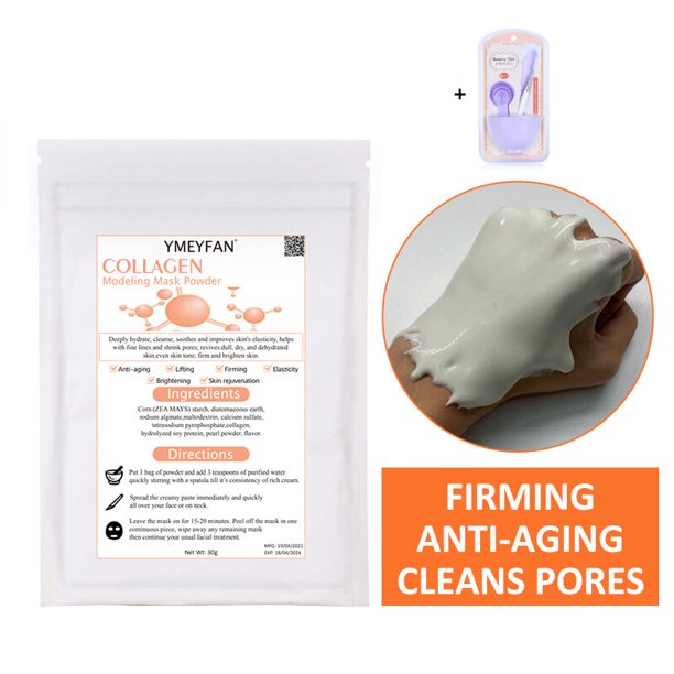 Máscara de colágeno en polvo, mascarilla Facial antienvejecimiento, estiramiento de arrugas, rosa perla, blanqueamiento, mascarilla hidratante suave en polvo, paquete de 7 Uds. Gao Jinjia LED